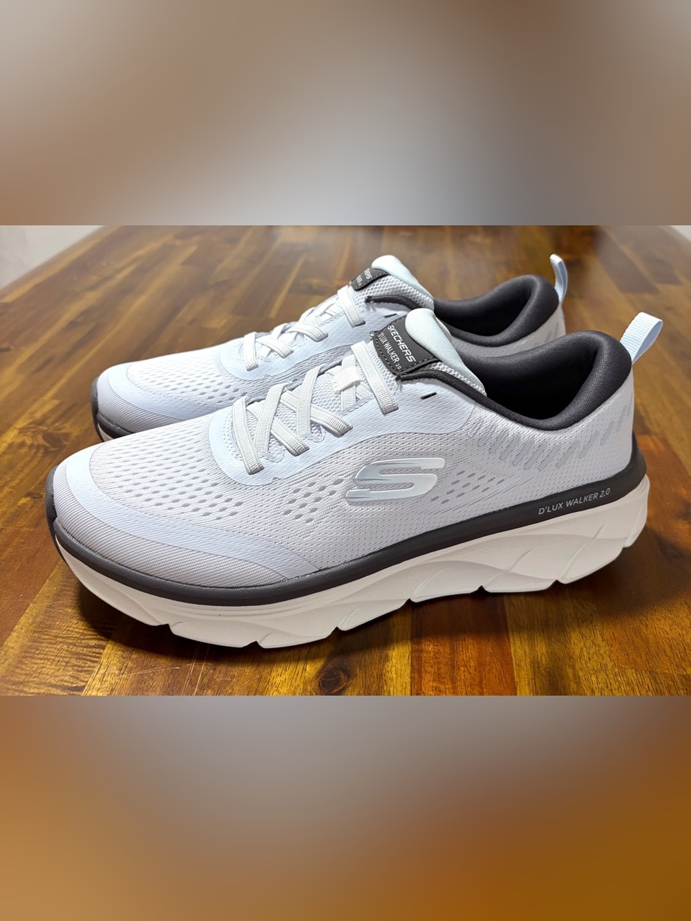 NWT.Skechers Light Blue and Gray D'Lux Walker 2.0 Slip-On Sneak/relaxed fit.